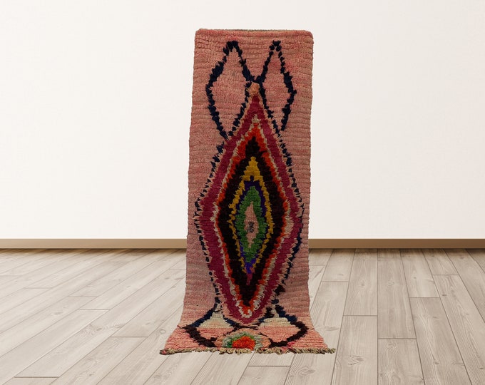 2x7 ft Berber Vintage Morrocan Tribal Azilal Runners Rug.