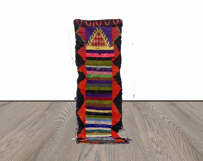 Moroccan runner rug, 2x8 feet berber narrow runner rug, entryway runner rug, vintage runner rug.