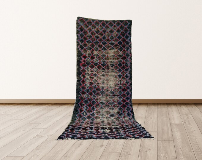 3x10 ft Bohemian Azilal Morrocan Berber Vintage Rug.