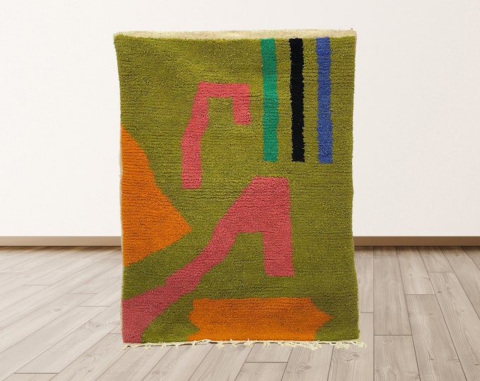 Abstract colorful Moroccan rug: Berber wool Berber area rugs