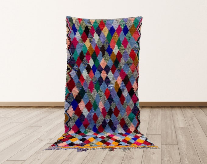 3x7 ft Azilal Vintage Moroccan Berber rug.
