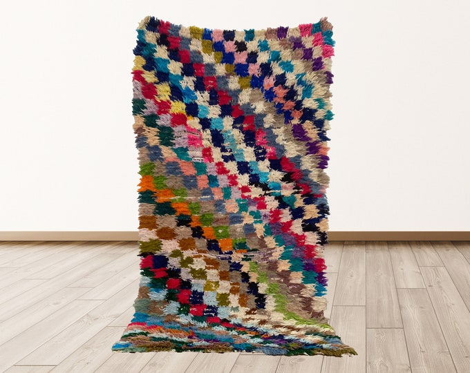 vintage Moroccan tribal rug, 3x6 ft Azilal vintage Moroccan rug.