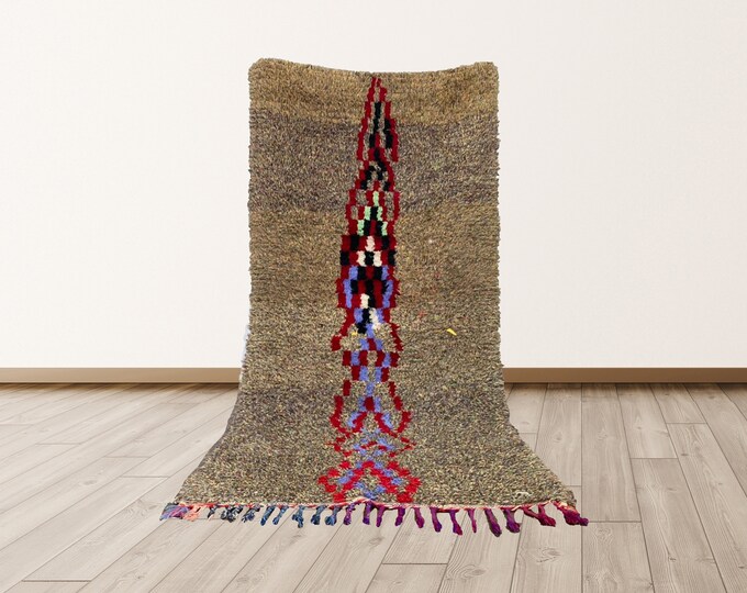 Morrocan Berber Vintage Rug, 3x6 boujad rug.