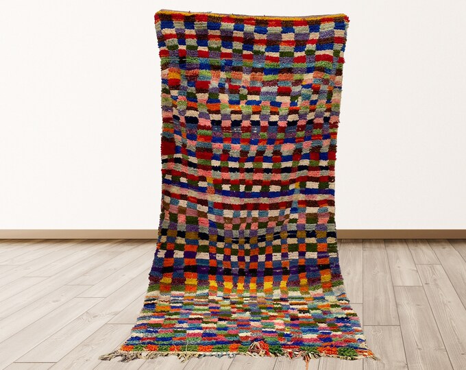 4x9 feet Tribal Colorful Vintage Moroccan Berber rug,
