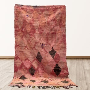 4x8 feet Moroccan Berber runner rug, Tribal Wool Vintage rugs.