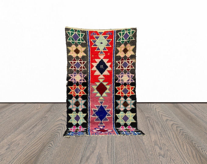 Colorful moroccan rug, 4x8 feet vintage area rug, berber woven rug, unique tribal vintage rug.