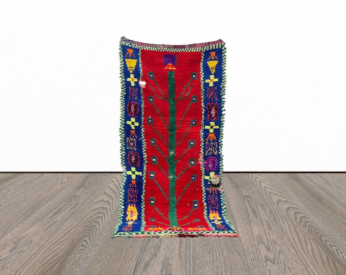 Moroccan area rug, 4x8 feet vintage tribal rug, unique woven rug, azilal warm rug, bohemian rug.