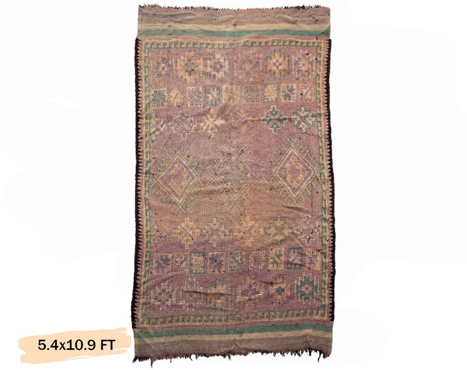 5x11 Vintage Wool Moroccan Area Rug.