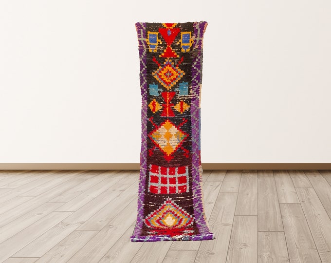 2x8 ft narrow tribal runner, vintage colorful runner rug!