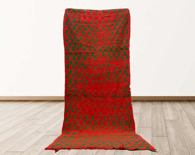 4x9 feet Moroccan Berber runner rug, Tribal Wool Vintage rugs.
