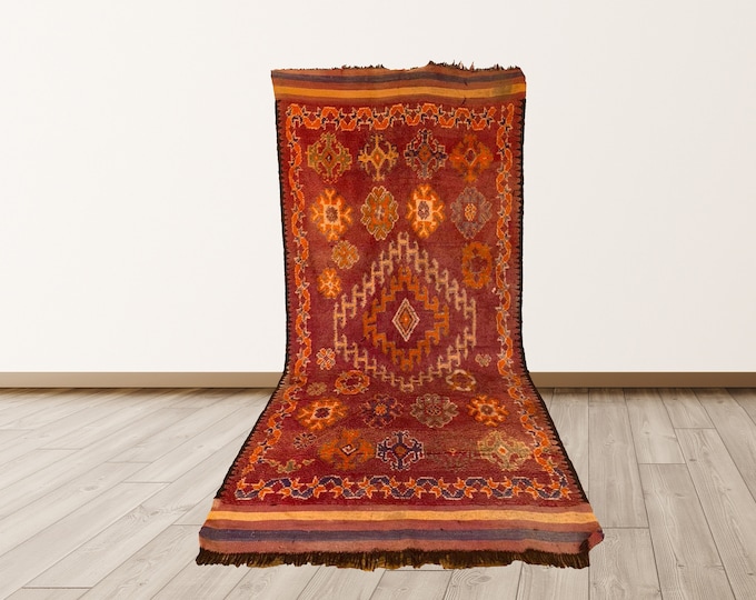 large Moroccan berber 6x12 ft rug , Moroccan tribal red rug!