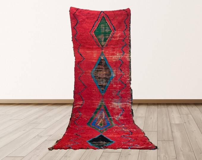 4x12 ft Moroccan Berber Vintage Rug, Azilal Berber Vintage Rug.