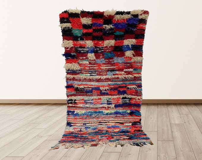 3X6 FT Vintage Moroccan Berber Runner Rug.