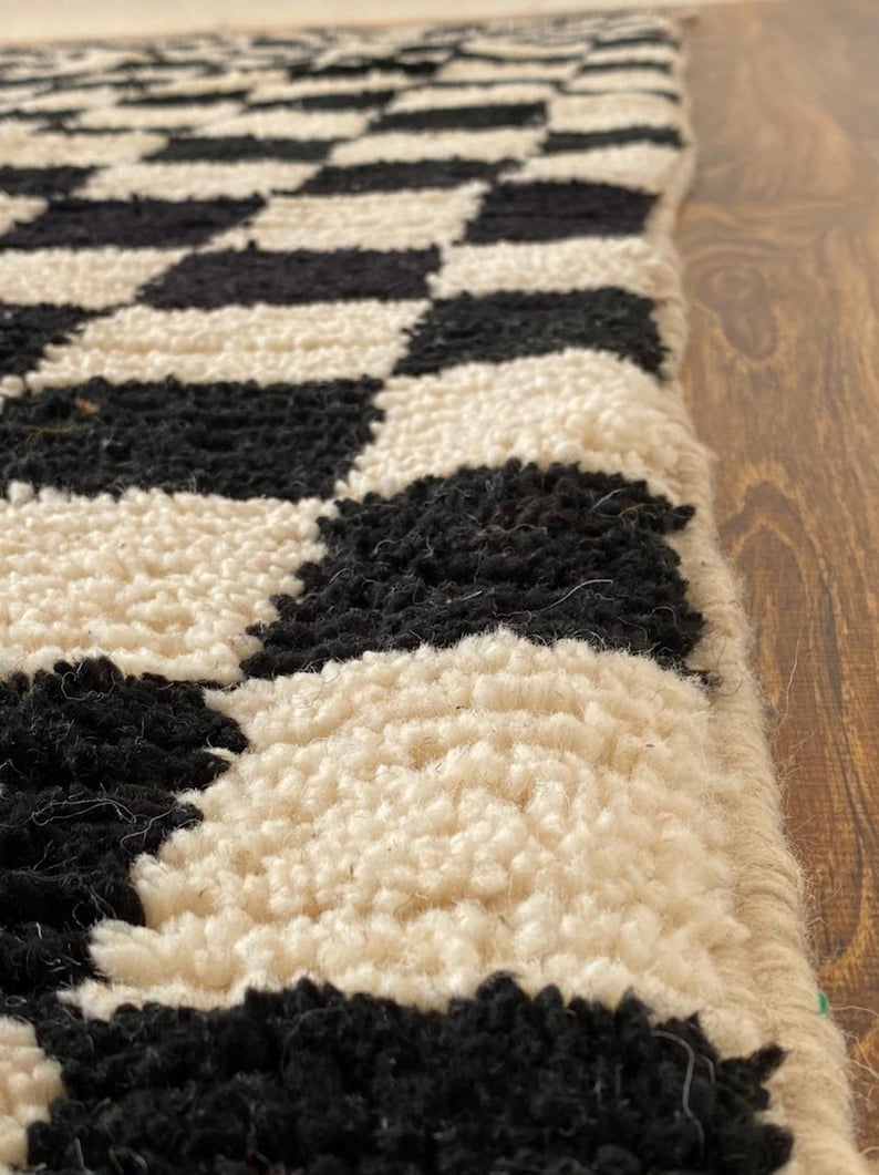 Black and White Checkered Rug Checkered Moroccan Rug. Etsy