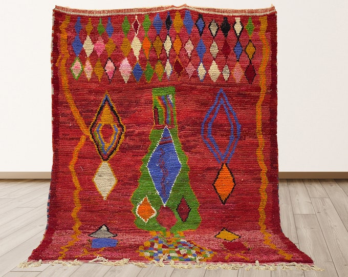 Handmade Moroccan Area Rug: Boho Custom Home Decor.