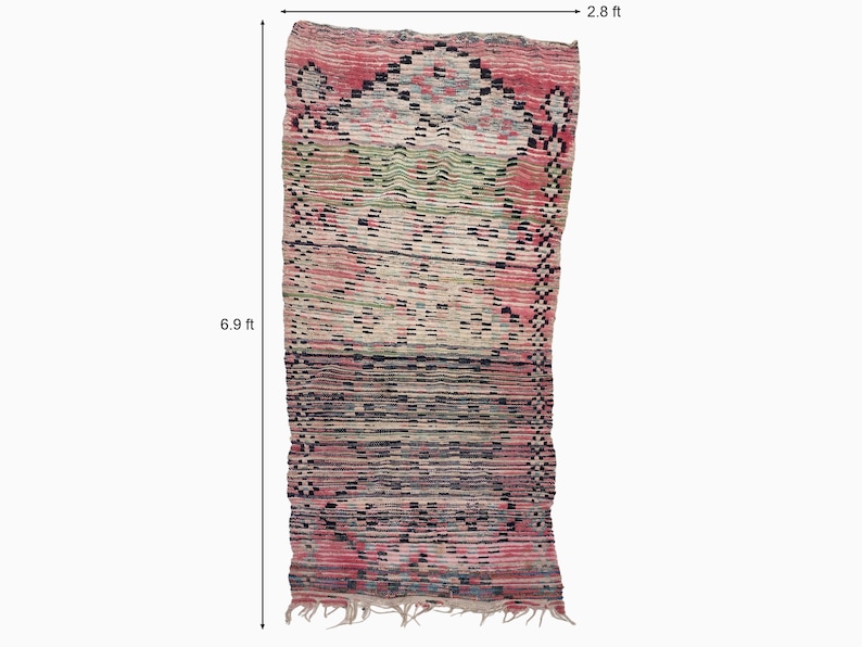 Geometric Runner Pattern Moroccan Wool Geometric Runner, Vintage Pink Cream 3x7 - Etsy