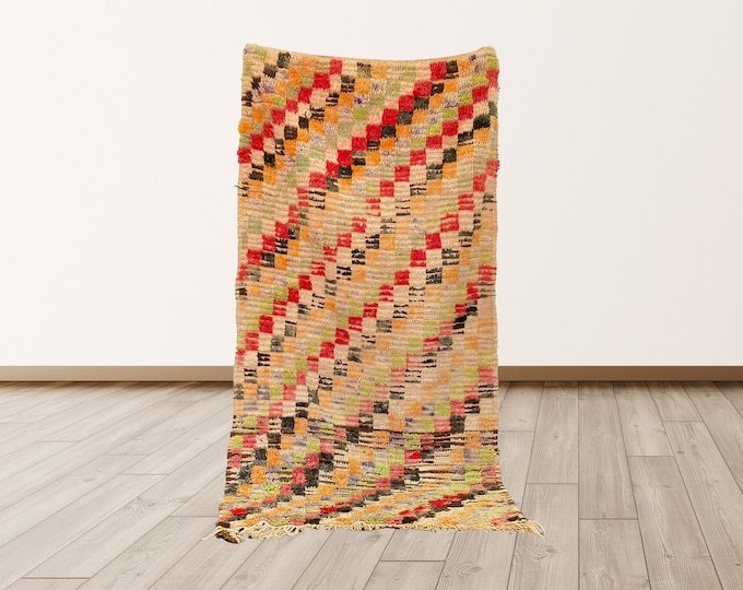 3x7 ft Rug Berber, Moroccan Vintage Rug.