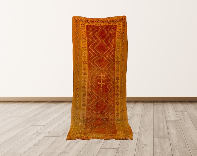 small Moroccan tribal rug 3x8 ft, Moroccan berber rug!