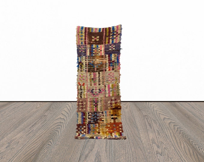 Moroccan narrow runner rug, 2x7 feet entryway runner rug, berber runner rug, tribal runner rug.