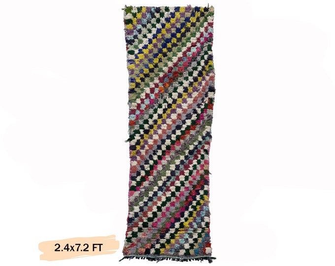 Moroccan Boho Vintage Runner Rug 2x7.