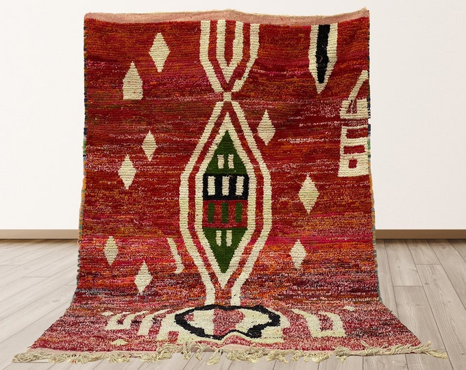 Unique Hand-Knotted Moroccan Rug: Custom Wool Area Rug.