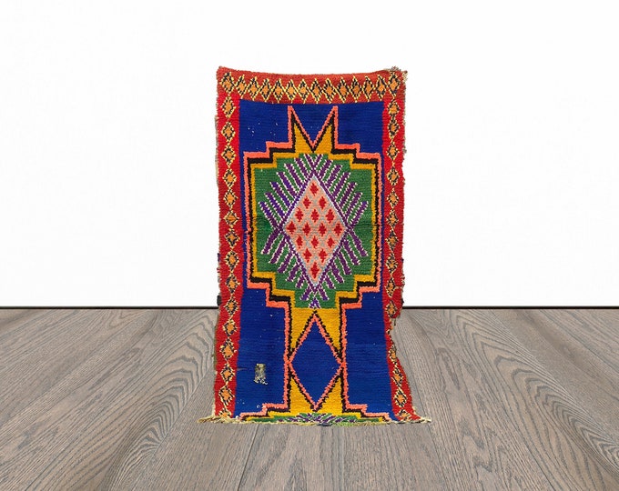 3x6 Feet berber area rug, moroccan tribal rug, vintage woven rug, tribal azilal rug, bohemian area rug.