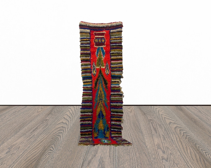 Narrow vintage runner rug, 2x9 feet entryway runner rug, berber woven runner rug, tribal runner rug.