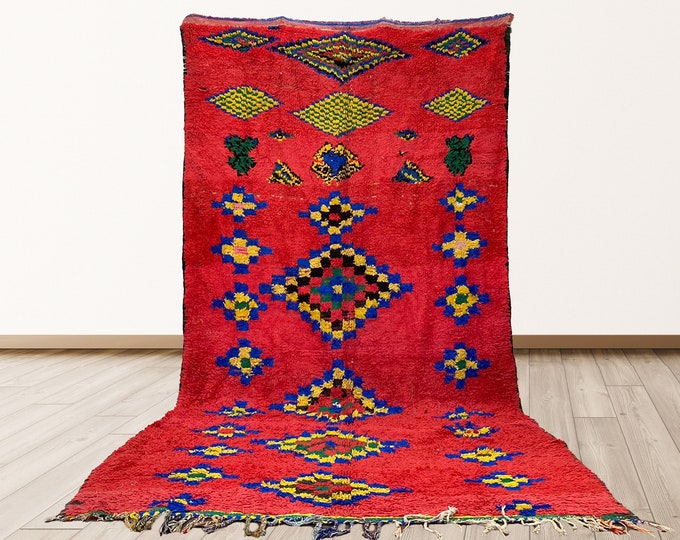 6x11 Vintage tribal Morocco Azilal rug, Moroccan Berber Vintage Rug.