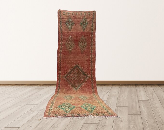 3x13 ft Bedroom Berber Vintage Rug, Moroccan Vintage Rug.