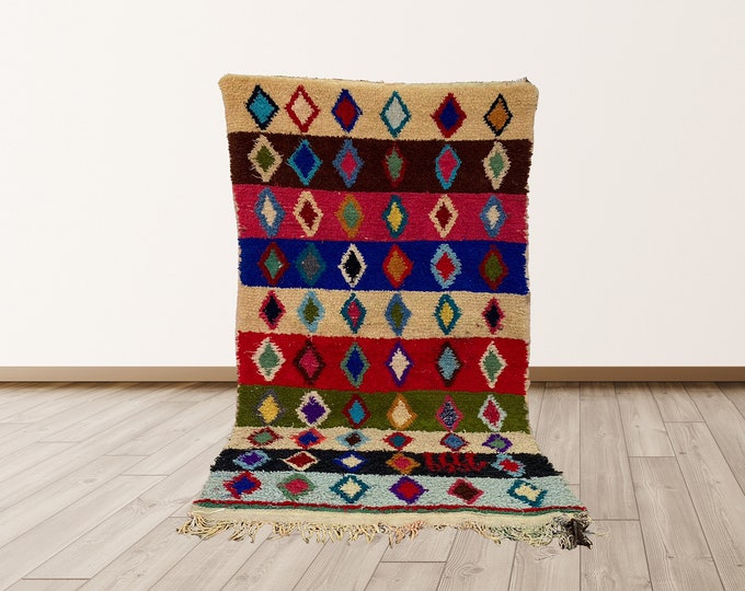 Colorful Rug For Living Room, 3X6 FT Moroccan Rug.