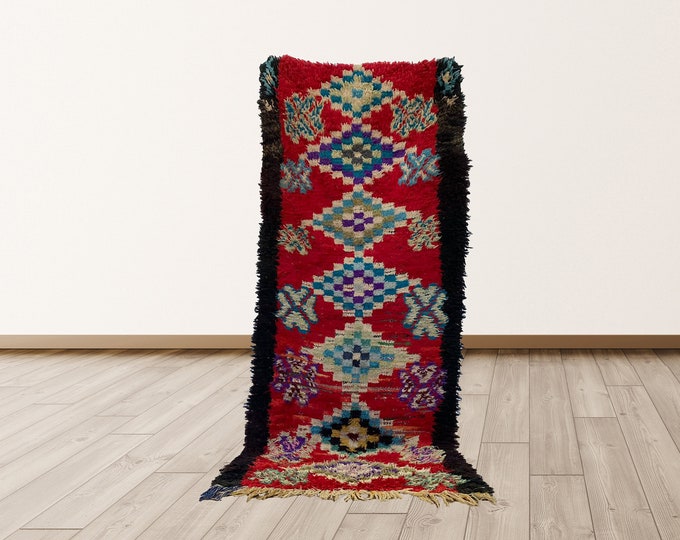 Morrocan Azilal Boho 3x7 ft Vintage Berber Rug