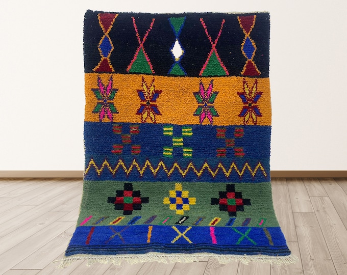 Custom Moroccan Area Rug: Handwoven Geometric design.