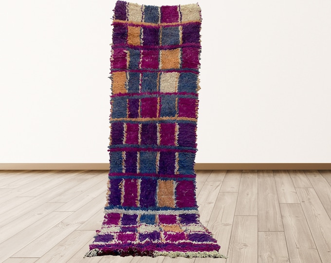 Moroccan Berber vintage 3x9 feet rug runner.
