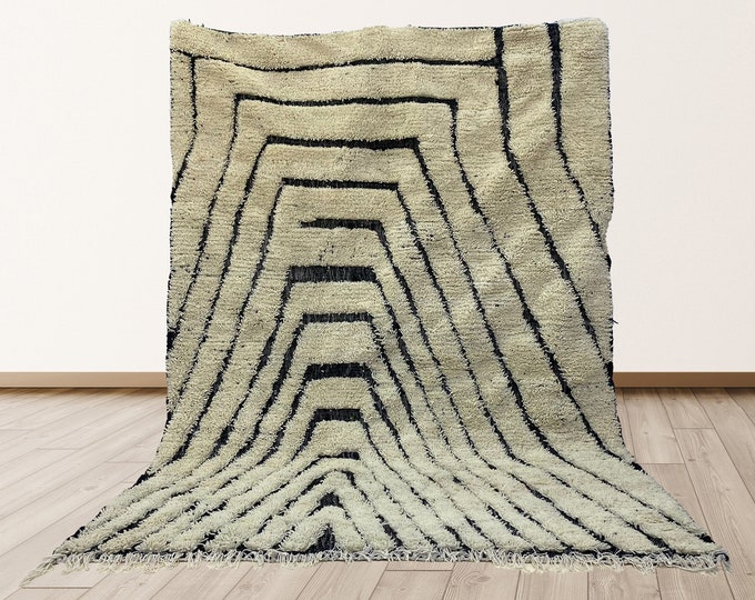 Moroccan Custom Area Rug: Handmade Beni Ourain Rug.