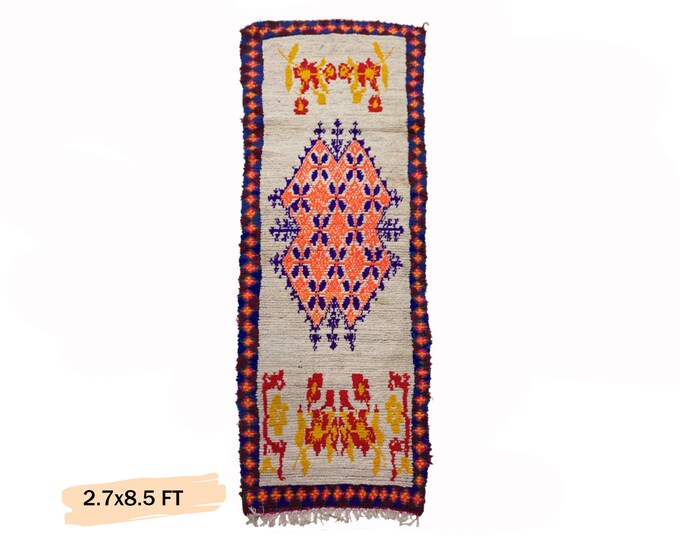 Diamond Traditional Moroccan Berber Runner Rug 3x9.