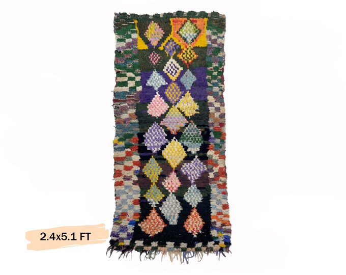 Diamond Vintage Moroccan Bohemian Rug 2x5.