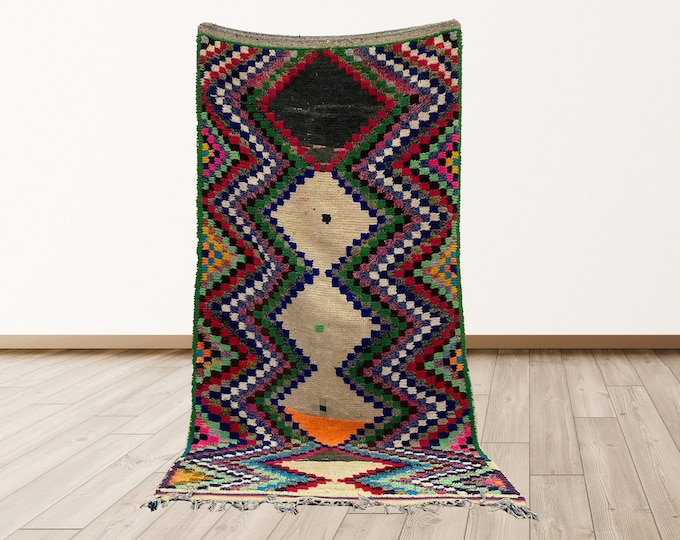 4x7 ft Azilal Moroccan Vintage Rug, berber Azilal Moroccan vintage rugs.