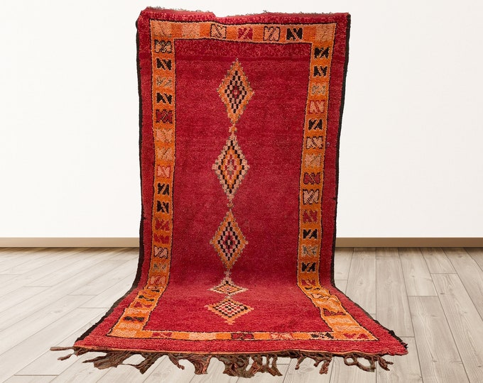 Azilal Berber Vintage Moroccan 5x11 feet rug.