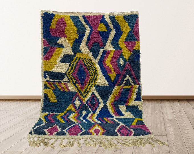 Custom Moroccan Area Rug: Wool Handmade Berber Design.