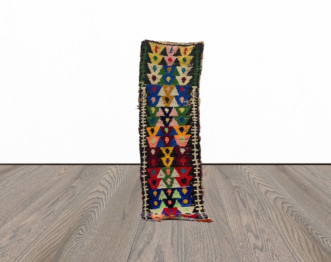 Colorful runner rug, 2x8 feet vintage entryway runner rug, berber runner rug, tribal runner rug.