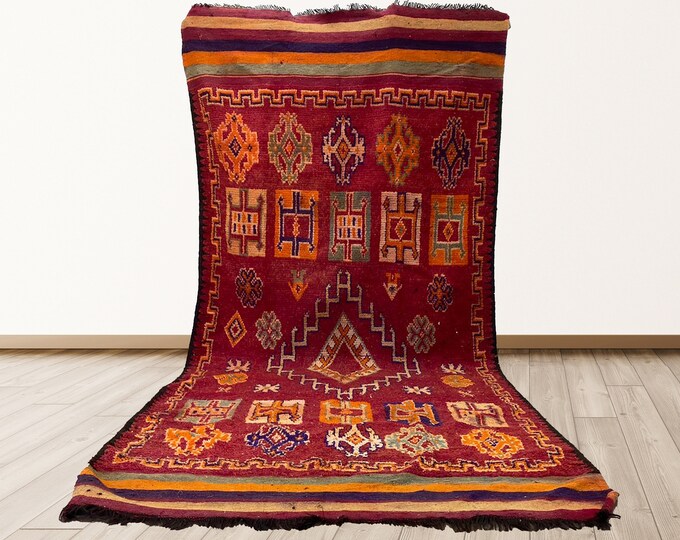 6x13 Moroccan Vintage rug: Berber Bohemian Extra large rugs.