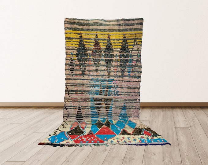 5x10 ft berber Vintage rug, Wool moroccan azilal rug, berber tribal rugs unique.