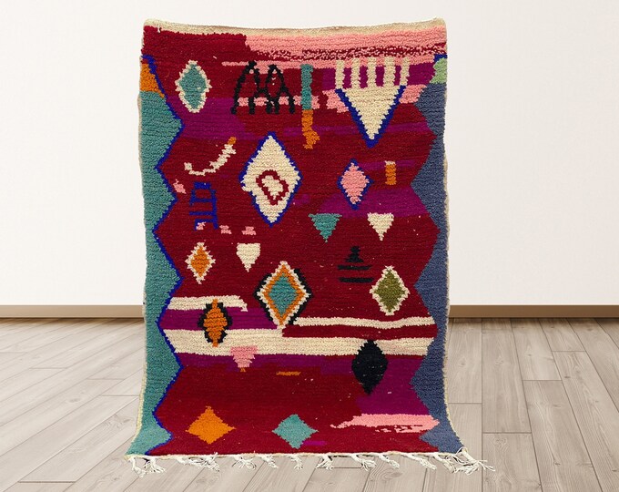 Moroccan Wool Rug: Vibrant Boho Chic Colorful Custom Rug.