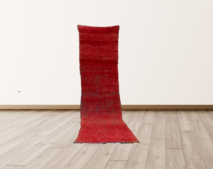 2.7x11.5 ft Long Vintage Moroccan Berber Runner Rug.