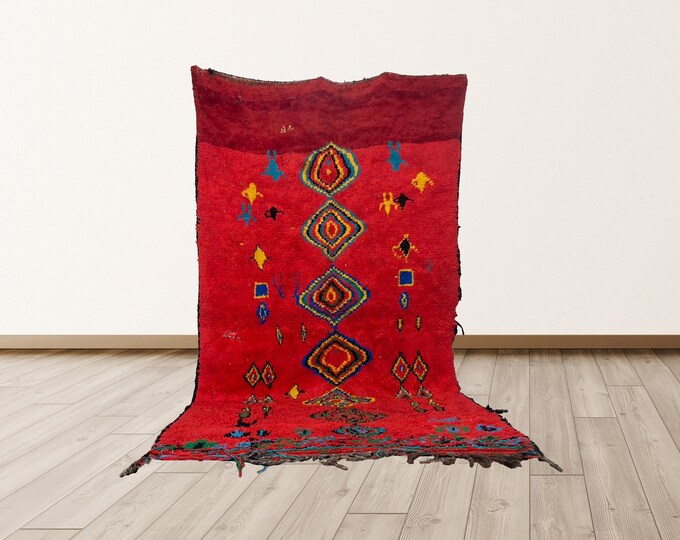 Vintage Moroccan Berber Rug, 5x10 feet Azilal Berber Vintage area Rug.