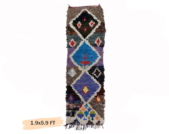 Moroccan Small Vintage Runner Rug 2x6.