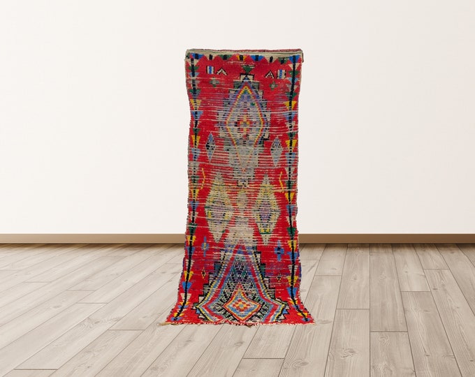 Bohemian 3X7 ft Colorful Morrocan Berber Vintage Rug.