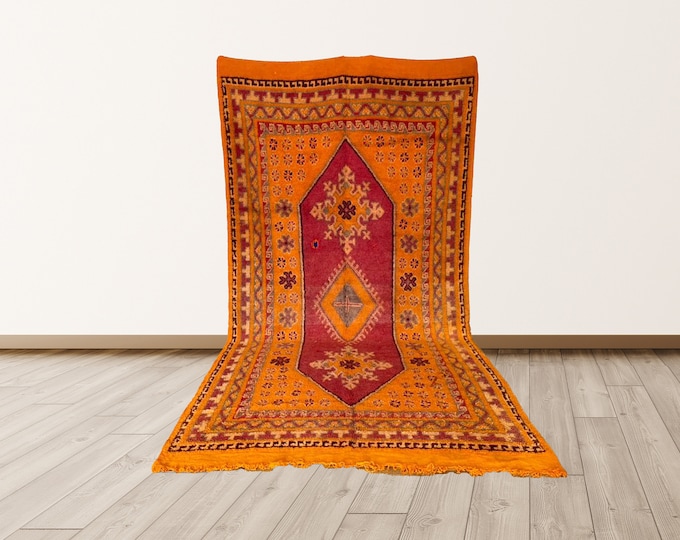 large Moroccan vintage 6x11 rug, Moroccan orange area rug!