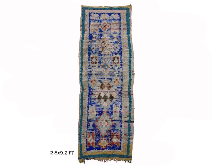 Moroccan Vintage Unique Faded Rug Runner 3x9.