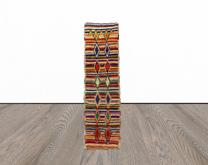 Colorful narrow runner rug, 2x6 feet entryway runner rug, vintage runner rug, tribal runner rug.